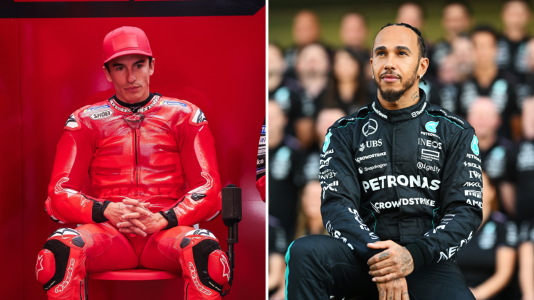 Split image of Marc Marquez and Lewis Hamilton