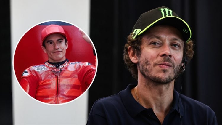 Valentino Rossi with Marc Marquez as an inset