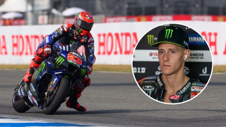 Fabio Quartararo of France from Monster Energy Yamaha MotoGP races during the MotoGP PT Grand Prix of Thailand. Inset, Quartararo.