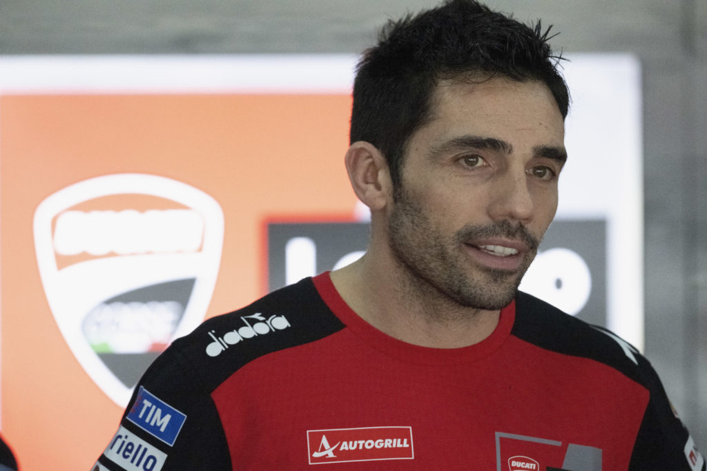 Ducati test rider Michele Pirro in the paddock during MotoGP winter testing at Sepang in 2025