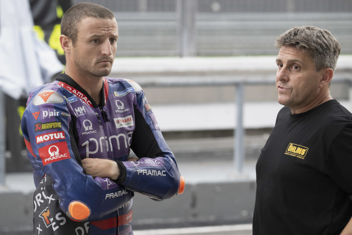 L of Australia and Prima Pramac Racing looks on in pit during the Malaysia MotoGP Test at Sepang International Circuit on February 06, 2025 in Kuala Lumpur, Malaysia. (Photo by Mirco Lazzari gp/Getty Images