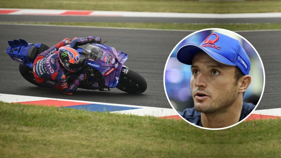 Prima Pramac Yamaha's Australian rider Jack Miller rides during the MotoGP Argentina Grand Prix race at the Termas de Rio Hondo circuit. Inset, Jac...