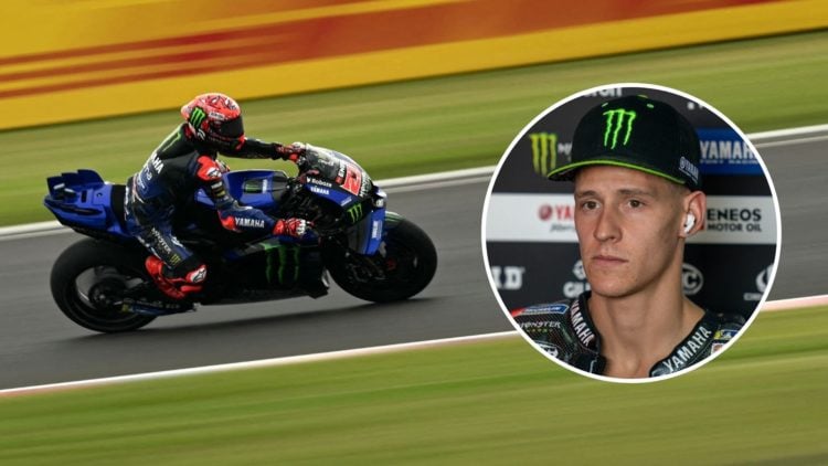Monster Energy Yamaha MotoGP's French rider Fabio Quartararo rides during the MotoGP Argentina Grand Prix practice session at the Termas de Rio Hon...