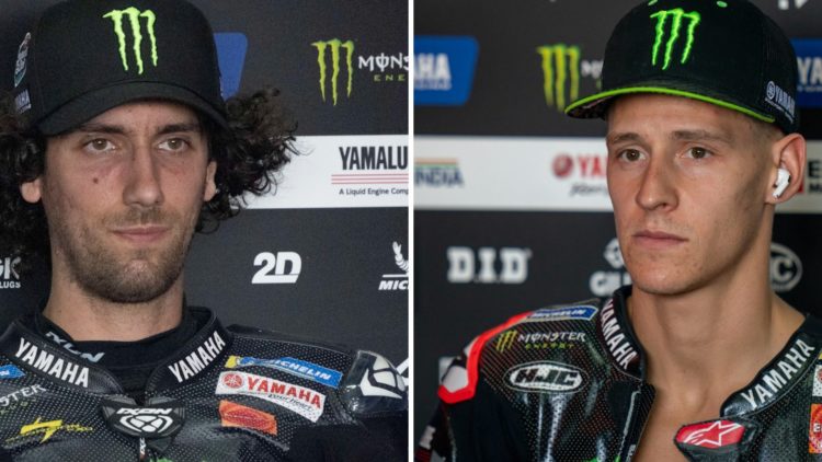 Yamaha riders Alex Rins Fabio Quartararo in the garage at the Grand Prix of Thailand