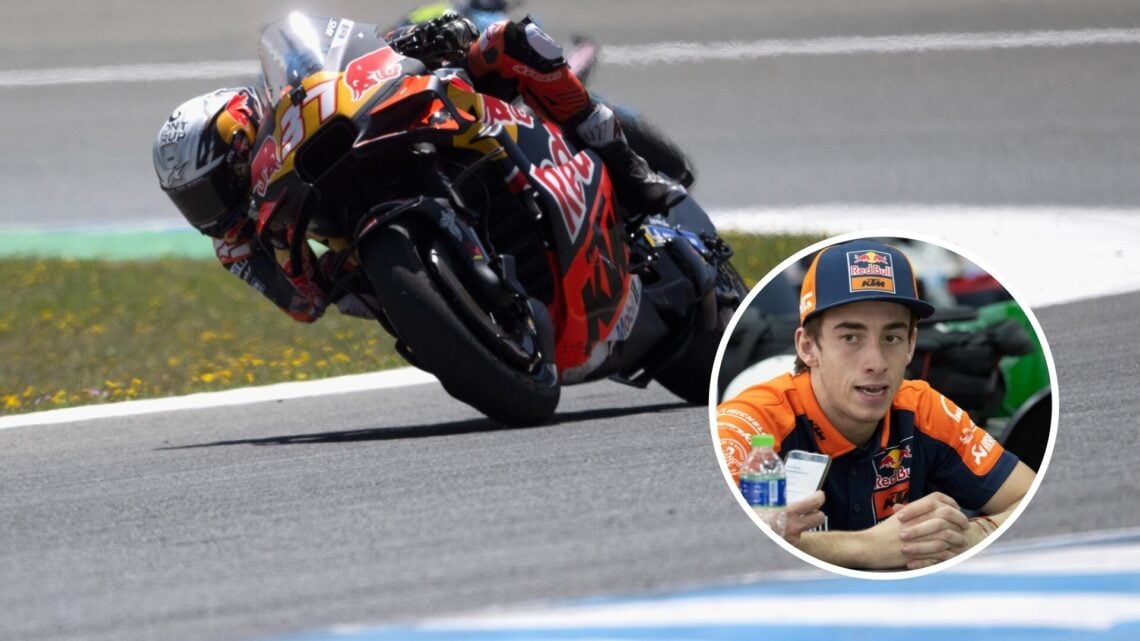 Pedro Acosta rides his KTM bike at the 2025 Spanish Grand Prix in Jerez