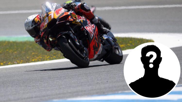 KTM rider Pedro Acosta at the 2025 Grand Prix of Spain, inset Mystery