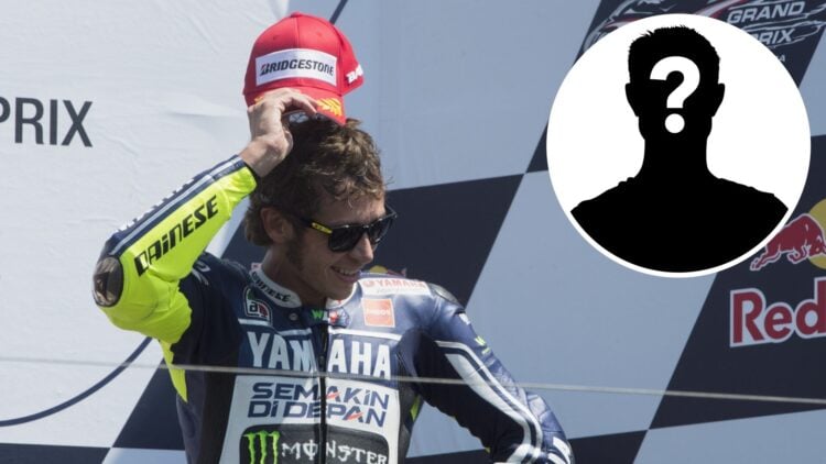 Yamaha rider Valentino Rossi celebrates on the 2013 MotoGP United States Grand Prix podium at Laguna Seca