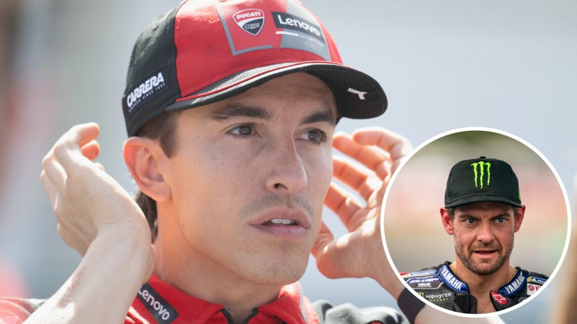 Ducati rider Marc Marquez, inset former Yamaha and Honda rider Cal Crutchlow