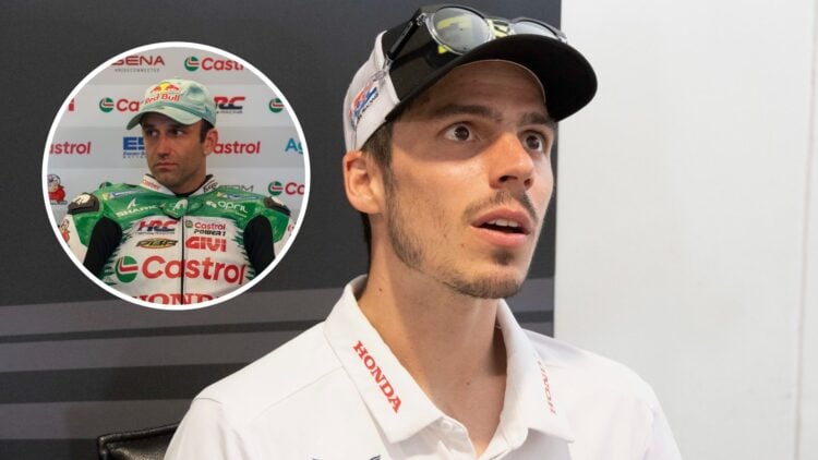 Joan Mir of Honda and Johann Zarco of the LCR team during the 2025 MotoGP season