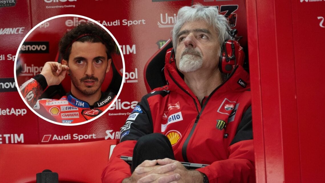 Francesco Bagnaia and Luigi Dall'Igna of Ducati during the 2025 British Grand Prix weekend
