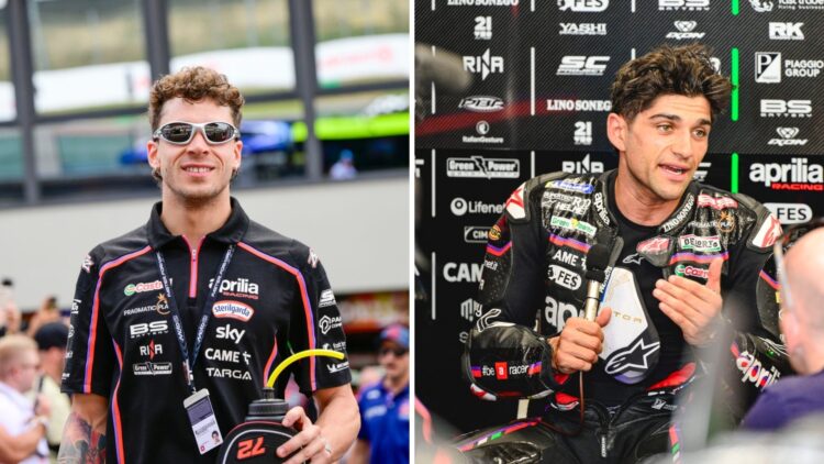 Jorge Martin and Marco Bezzecchi of Aprilia during the 2025 MotoGP season