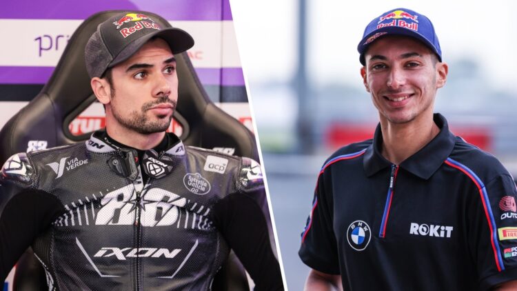 Split image of Pramac Yamaha rider Miguel Oliveira (L) and Toprak Razgatlioglu (R)