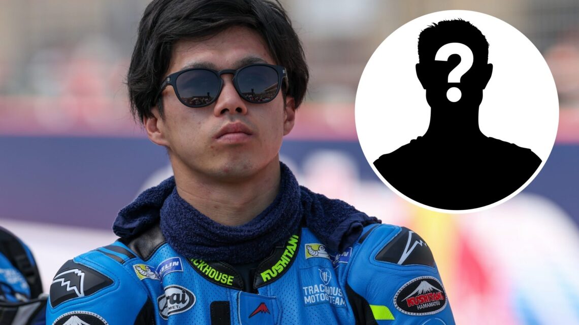 Trackhouse rider Ai Ogura at the 2025 Americas Grand Prix, inset Mystery rider