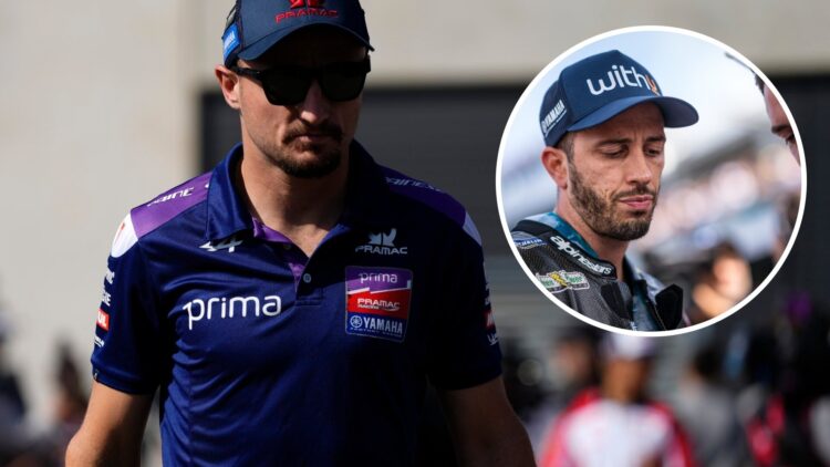 Pramac rider Jack Miller at the 2025 Aragon Grand Prix, inset Andrea Dovizioso