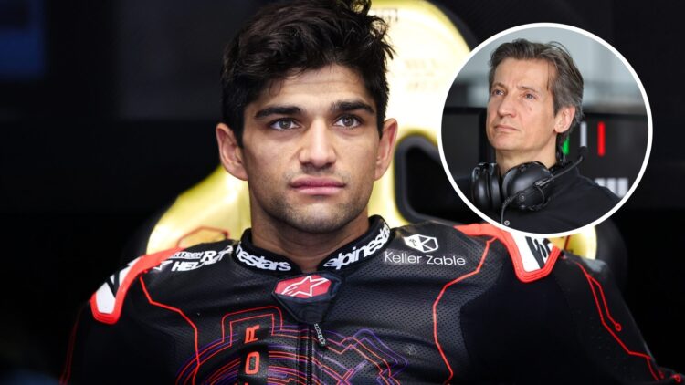Jorge Martin and Massimo Rivola of the Aprilia Racing team during the 2025 MotoGP season