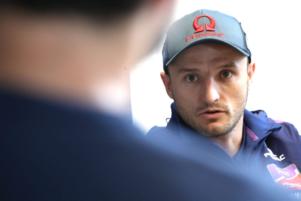 Pramac Yamaha rider Jack Miller speaks to the media before the 2025 MotoGP German Grand Prix