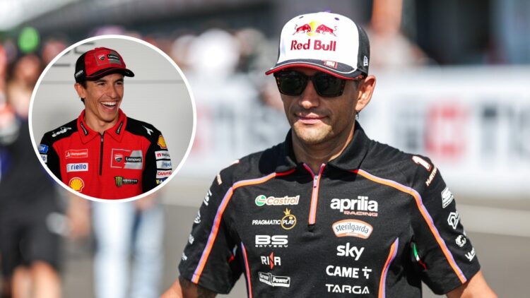 Jorge Martin of Aprilia Racing and Marc Marquez of Ducati during the 2025 MotoGP season