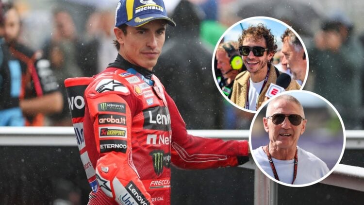 Marc Marquez of Ducati during the 2025 MotoGP season, Valentino Rossi and Mick Doohan