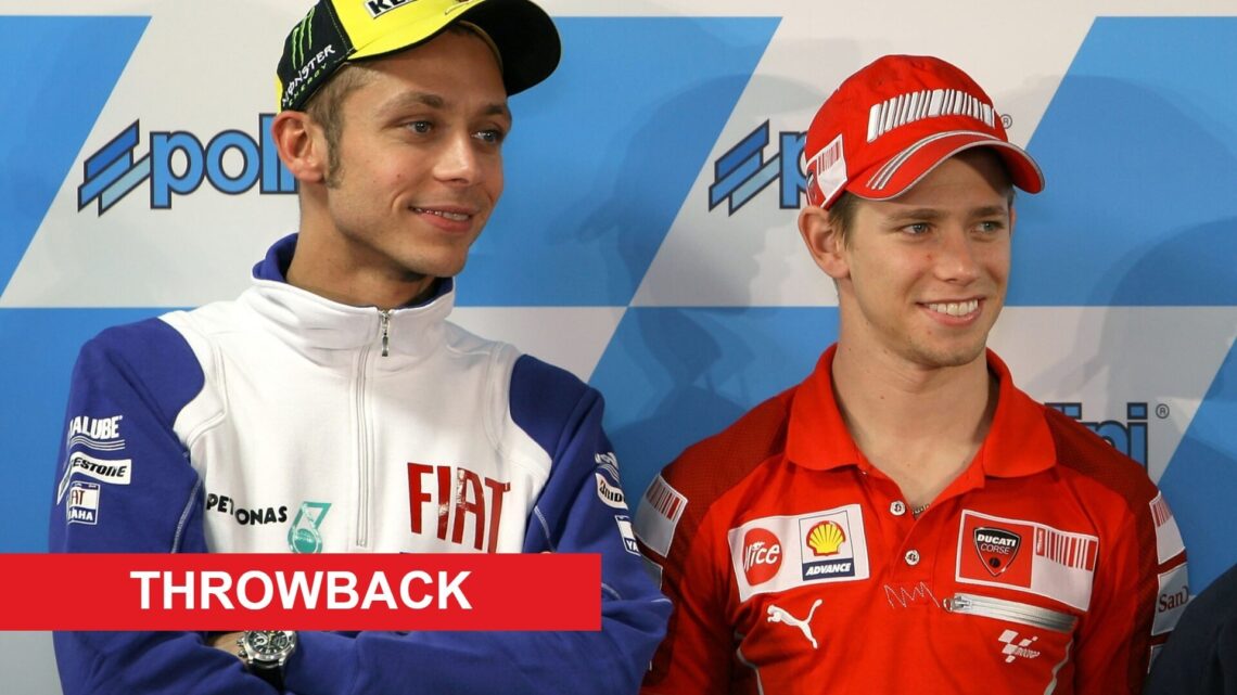 Valentino Rossi of Yamaha and Casey Stoner of Ducati during the 2009 MotoGP season