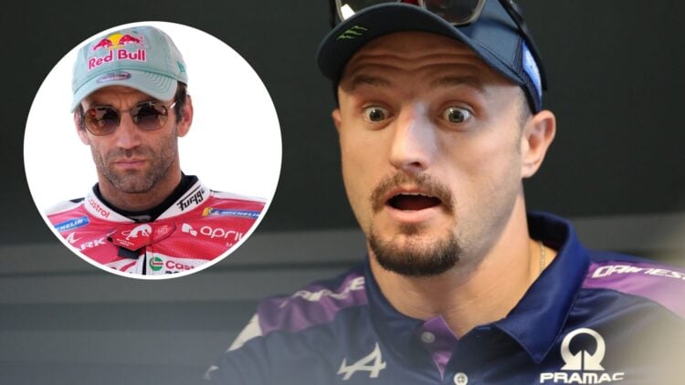 Pramac rider Jack Miller at the 2025 Aragon Grand Prix, inset LCR Honda rider Johann Zarco