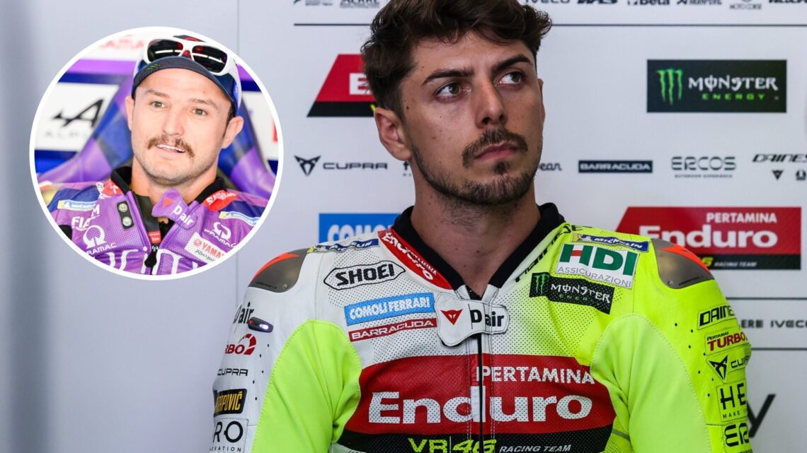 Fabio Di Giannantonio of VR46 Racing and Jack Miller of Pramac Racing during the 2025 MotoGP season