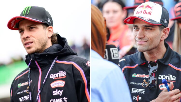 Marco Bezzecchi and Jorge Martin of Aprilia during the 2025 MotoGP season