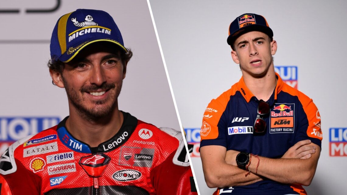 Francesco Bagnaia of Ducati and Pedro Acosta of KTM during the 2025 MotoGP season