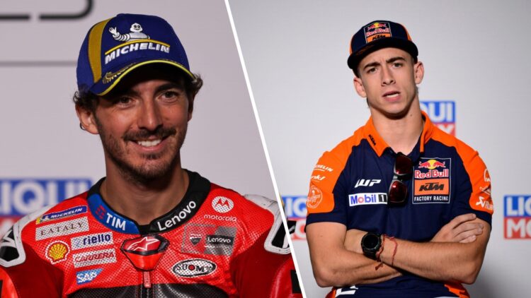 Francesco Bagnaia of Ducati and Pedro Acosta of KTM during the 2025 MotoGP season