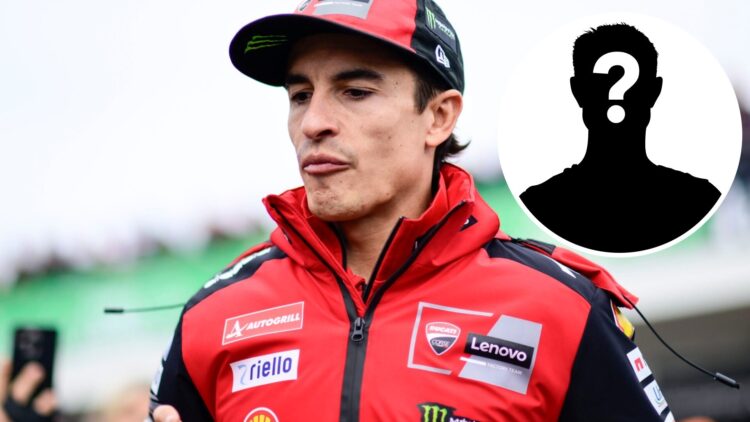 Marc Marquez of Ducati at the 2025 German Grand Prix, inset Mystery