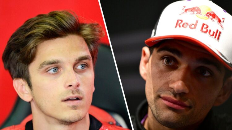Honda rider Luca Marini in the garage at the 2025 MotoGP German Grand Prix and Jorge Martin of Aprilia at the 2025 Qatar GP with a mystery person i...