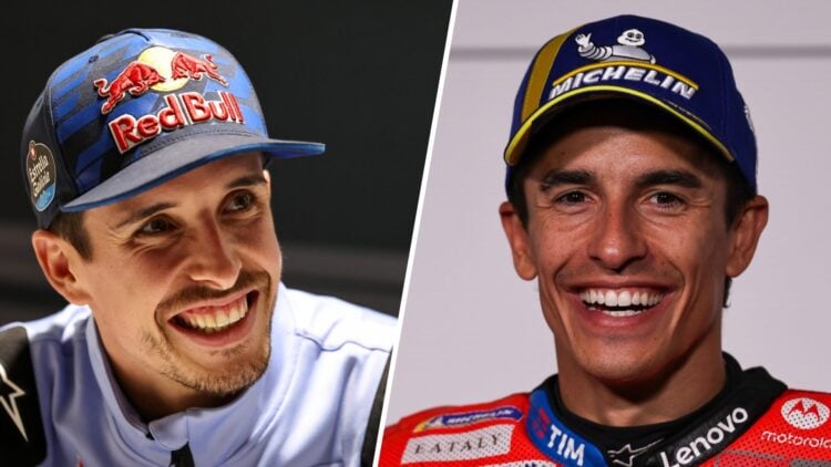 Gresini rider Alex Marquez in the pre-event press conference at the 2025 MotoGP Czech Grand Prix and Marc Marquez of Ducati in Germany