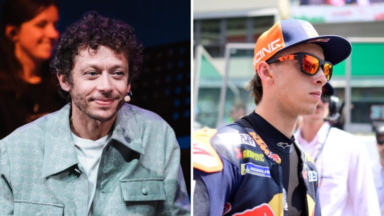 Pedro Acosta of KTM at the 2025 Italian Grand Prix and Valentino Rossi