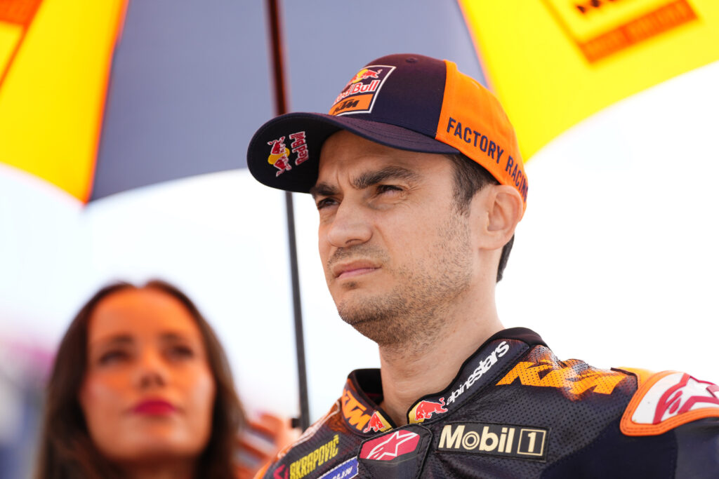 KTM test rider Dani Pedrosa sits on the grid for the 2024 MotoGP Spanish Grand Prix at Jerez