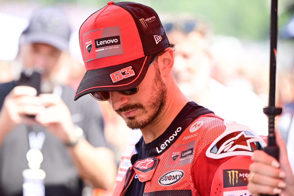 Ducati rider Francesco Bagnaia on the 2025 MotoGP Austrian Grand Prix grid