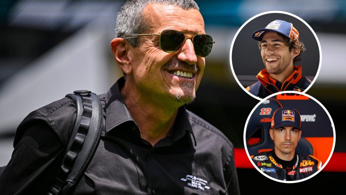 Guenther Steiner, Maverick Vinales and Enea Bastianini of Tech3