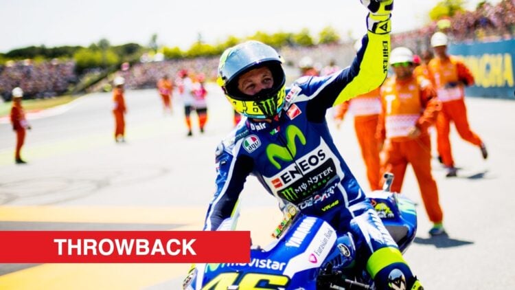 Valentino Rossi celebrating his win at the 2016 Catalan Grand Prix