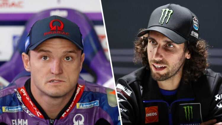 Split image of Pramac rider Jack Miller (L) and Yamaha rider Alex Rins (R) at the 2025 Czech Grand Prix