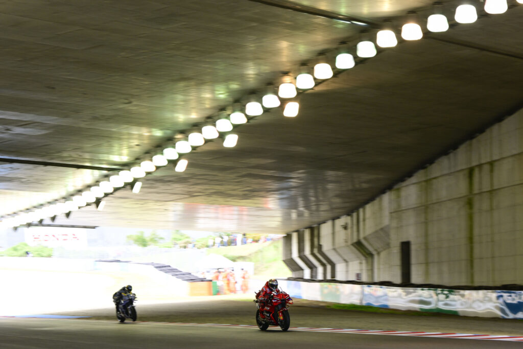 Ducati rider Marc Marquez on track during practice for the 2025 MotoGP Japanese Grand Prix at Motegi