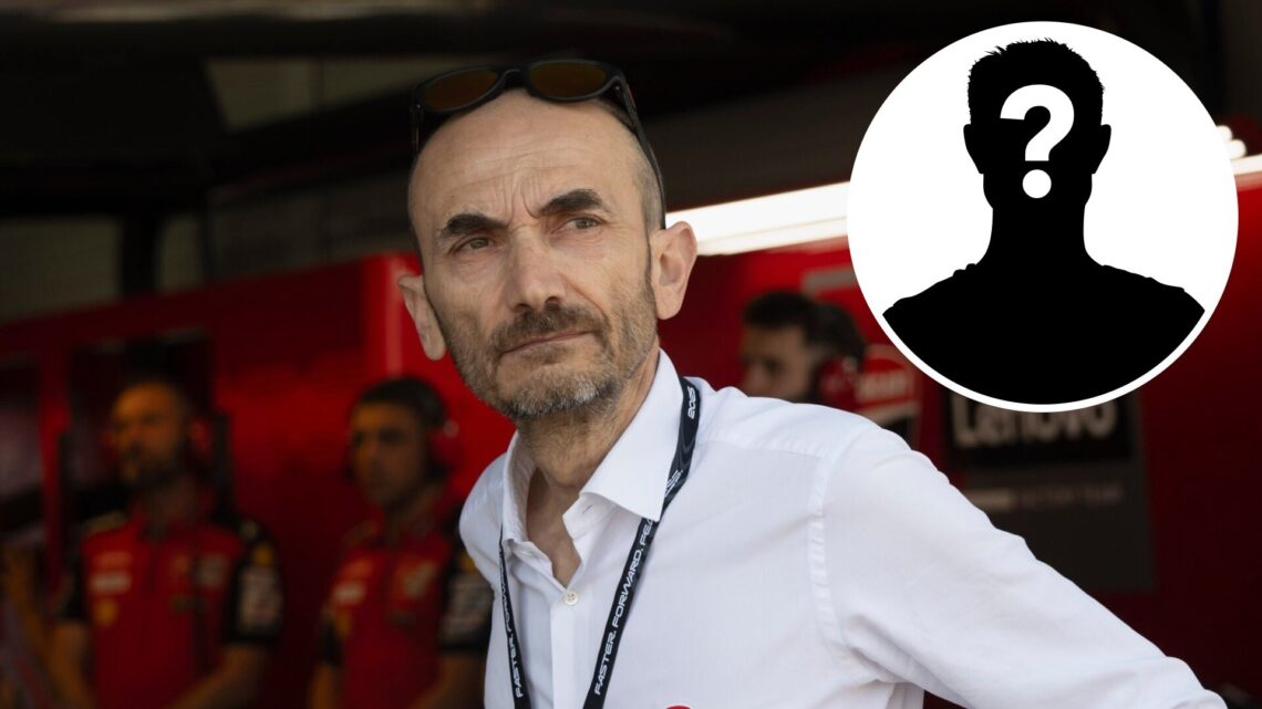 Ducati CEO Claudio Domenicali in the garage during the Sprint at the 2025 Spanish Grand Prix, inset Mystery