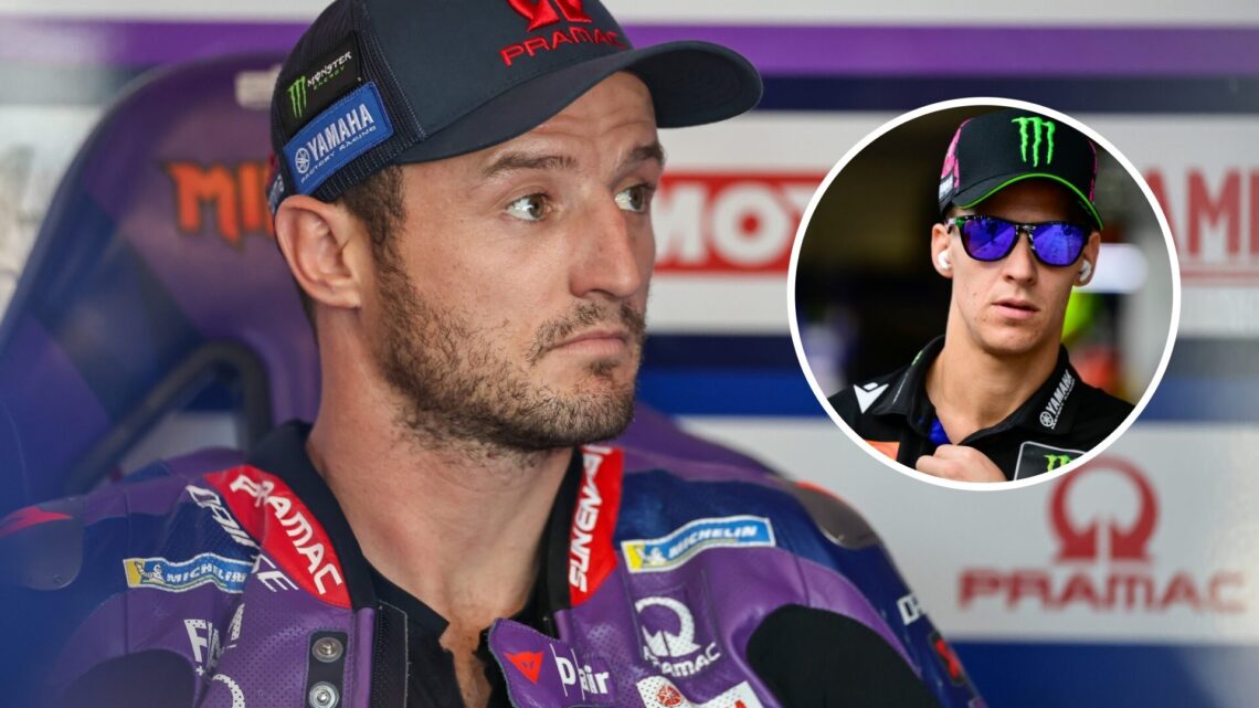 Fabio Quartararo of Yamaha and Jack Miller of Pramac during the 2025 MotoGP season