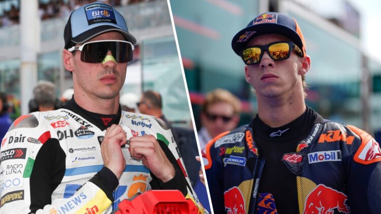 Fermin Aldeguer of Gresini Racing and Pedro Acosta of KTM at the 2025 San Marino Grand Prix