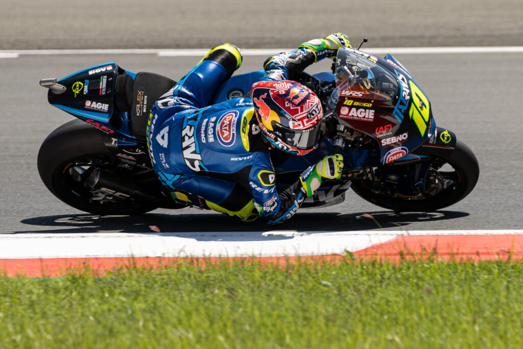 Italtrans rider Diogo Moreira on track at Mandalika during practice for the 2025 Moto2 Indonesian Grand Prix
