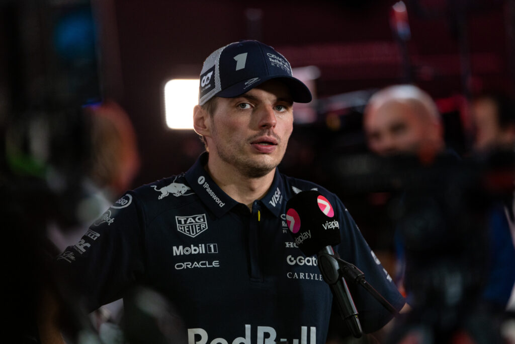 Red Bull driver Max Verstappen speaks to the media after the 2025 F1 Singapore Grand Prix
