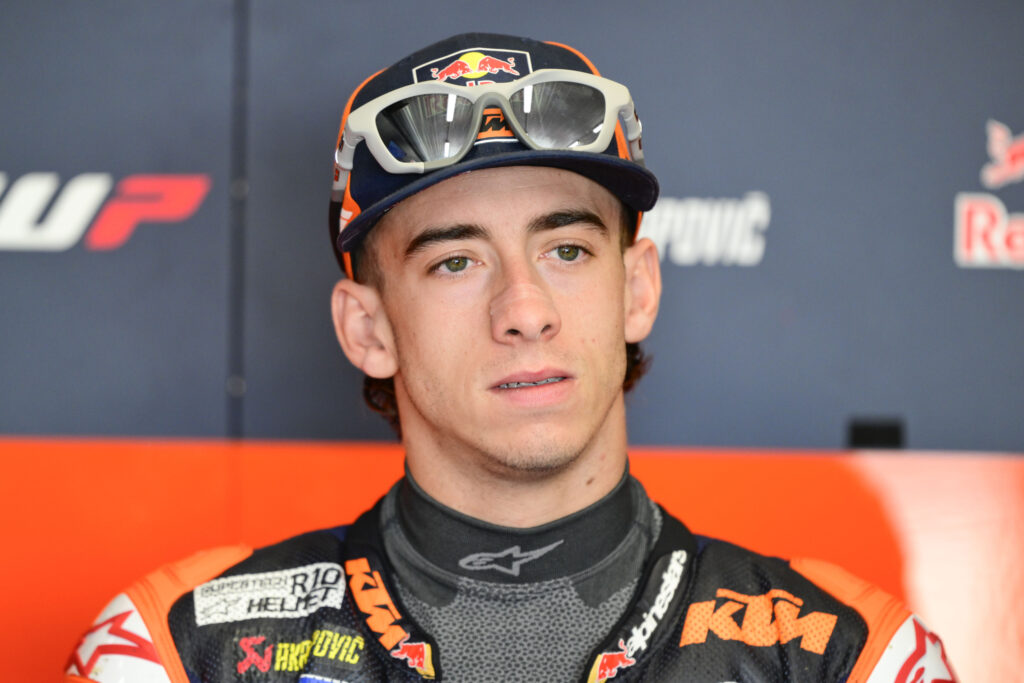 Pedro Acosta of KTM stares in the Australian Grand Prix garage
