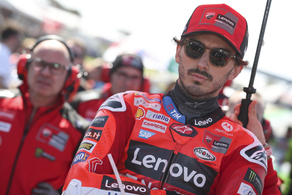 Ducati rider Francesco Bagnaia sits on the Phillip Island grid before the Sprint Race at the 2025 MotoGP Australian Grand Prix