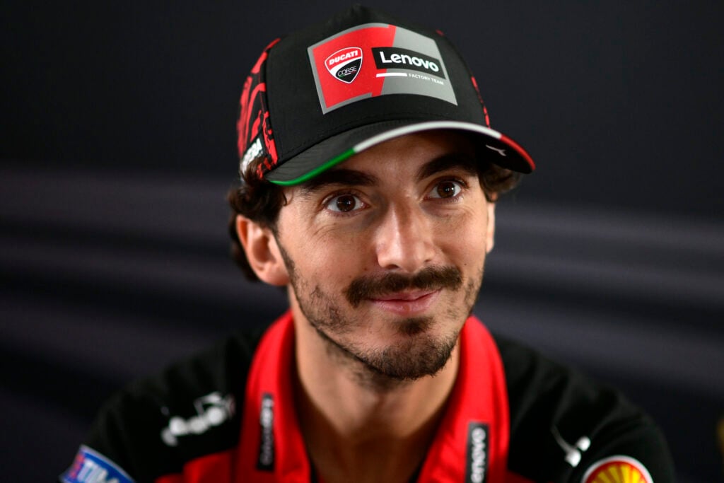 Ducati rider Francesco Bagnaia speaks to the media at the 2025 Malaysian Grand Prix