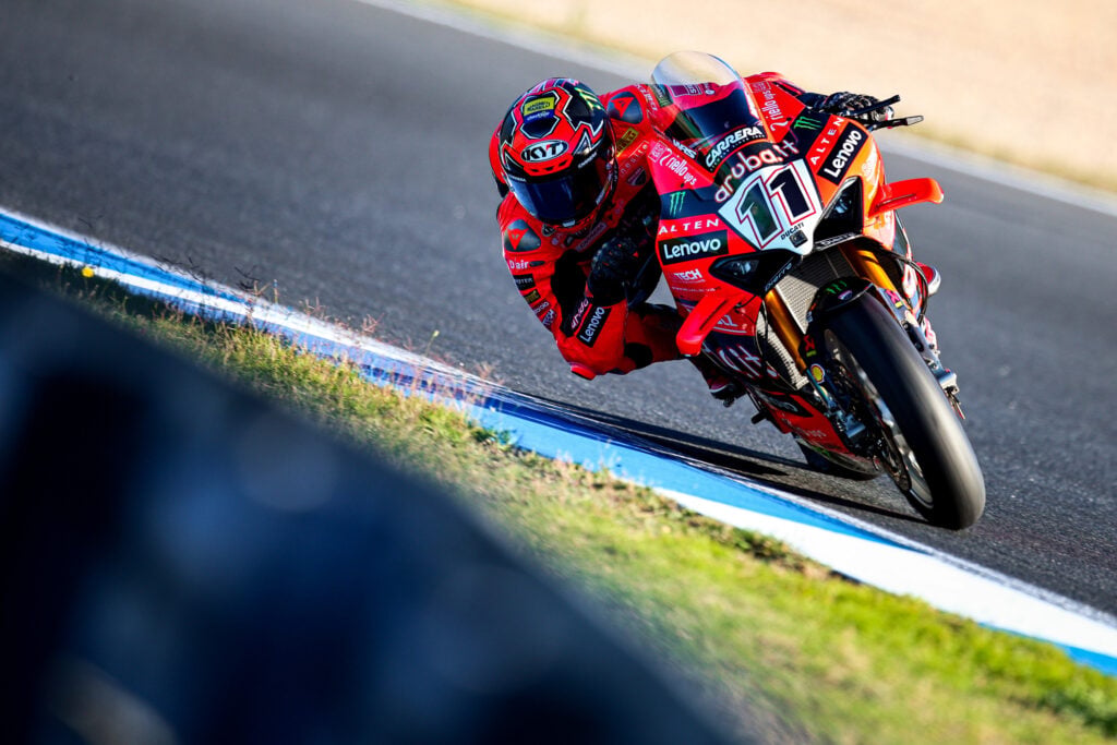 Ducati rider Nicolo Bulega on track during the 2025 World Superbike Championship round at Jerez