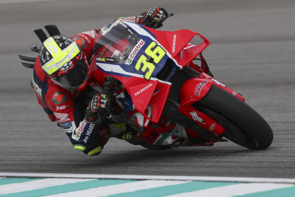 Honda rider Joan Mir pictured during practice at the 2025 Malaysian Grand Prix