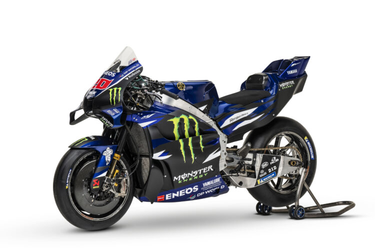 Studio shot of Yamaha's 2026 MotoGP bike