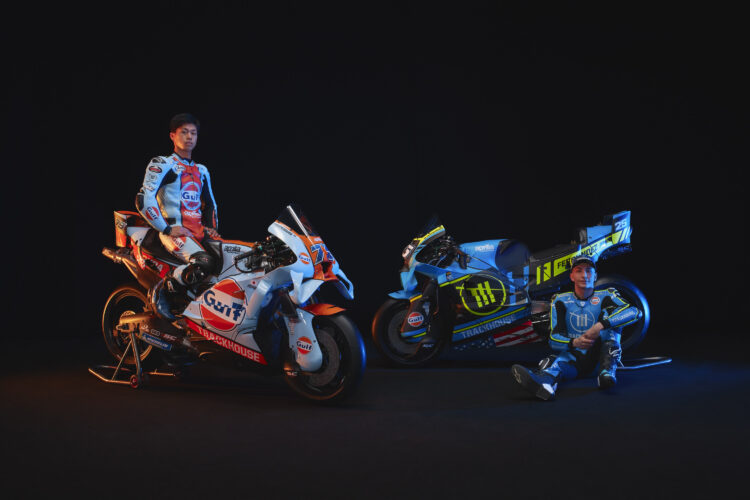 Raul Fernandez and Ai Ogura show off Trackhouse's new liveries for the upcoming 2026 MotoGP season.